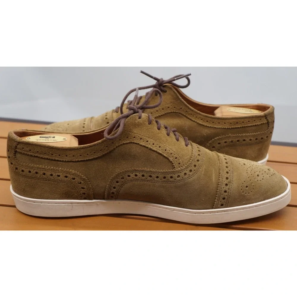 Allen Edmonds Strand $300 Men's Cap Toe Sneakers Shoes Size 10 D Suede Brown